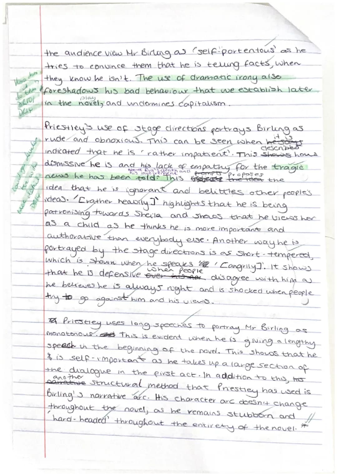 Mr Birling:
the
Priestley presents Mr Birling as unlikeable throughout
novel by using methods.
such as the way Mr Birling's.
Character is pr