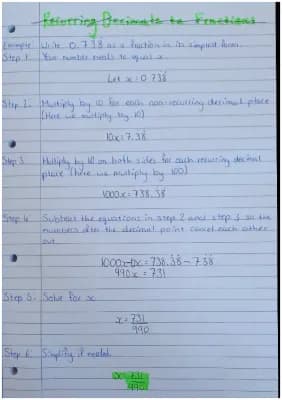 Know Recurring decimals to fractions study notes for GCSE Maths Foundation and Higher! thumbnail