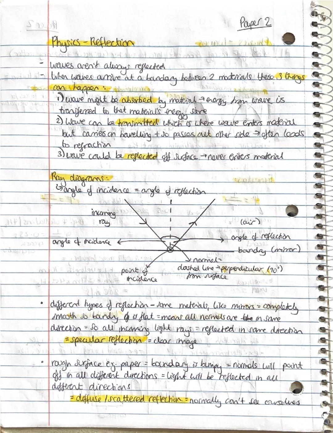 ## Paper 2

## Physics - Waves

- transfer energy from one place to another (without transferring matter)

- For waves to travel from one pl