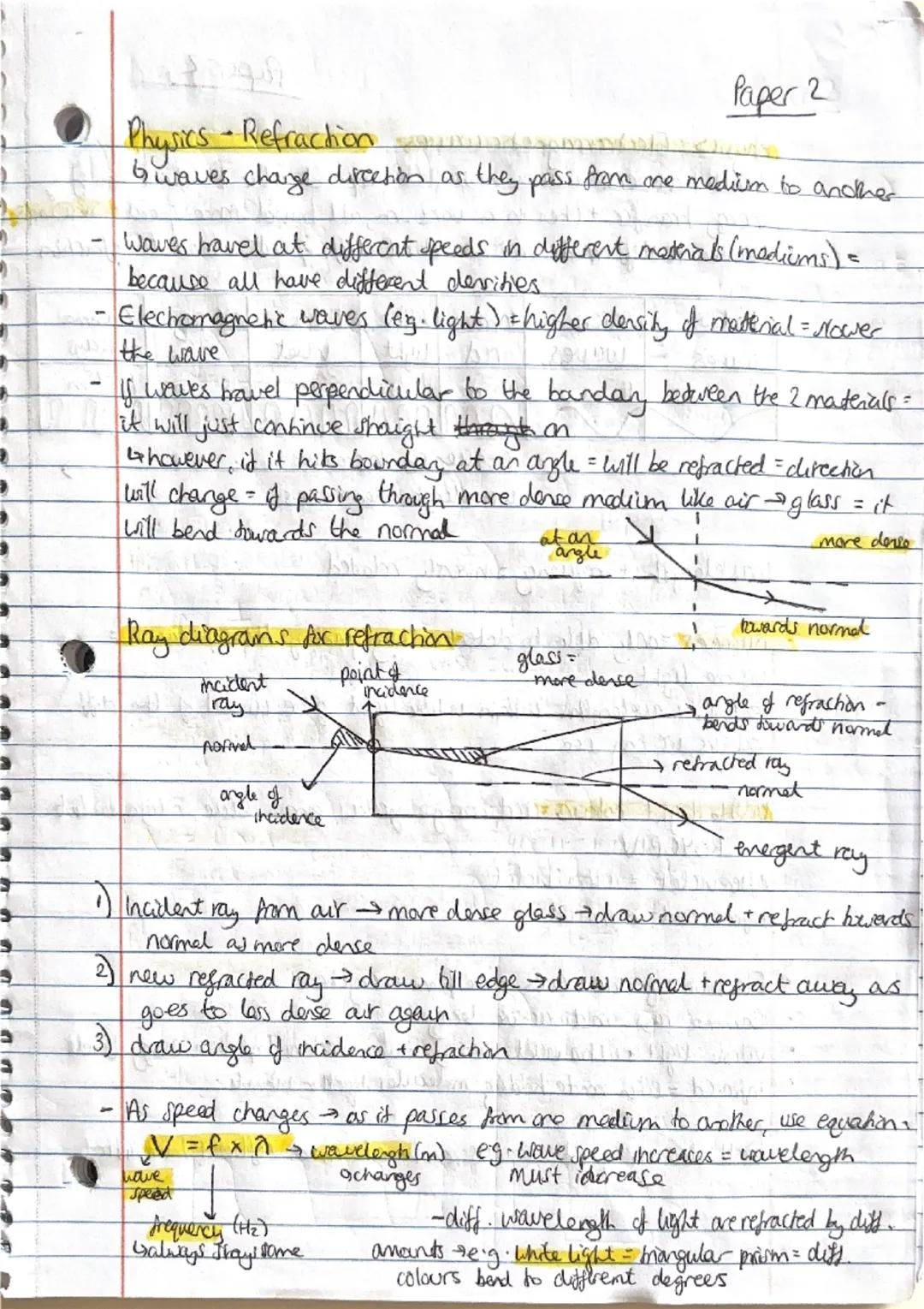## Paper 2

## Physics - Waves

- transfer energy from one place to another (without transferring matter)

- For waves to travel from one pl