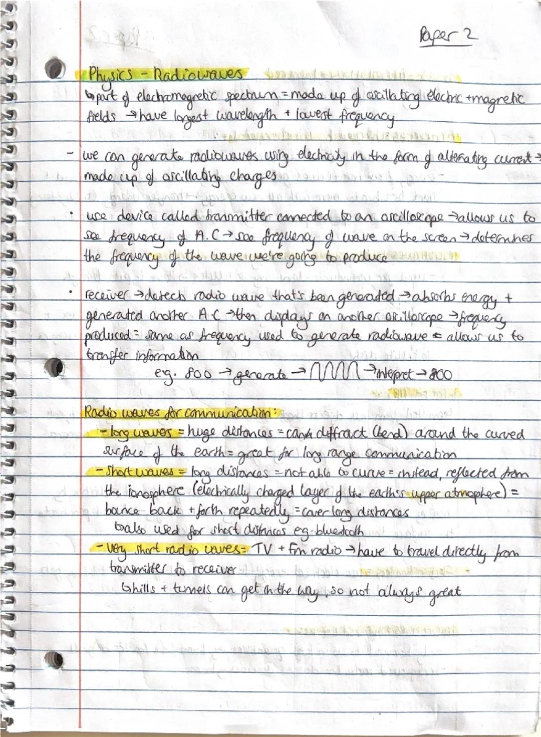 ## Paper 2

## Physics - Waves

- transfer energy from one place to another (without transferring matter)

- For waves to travel from one pl