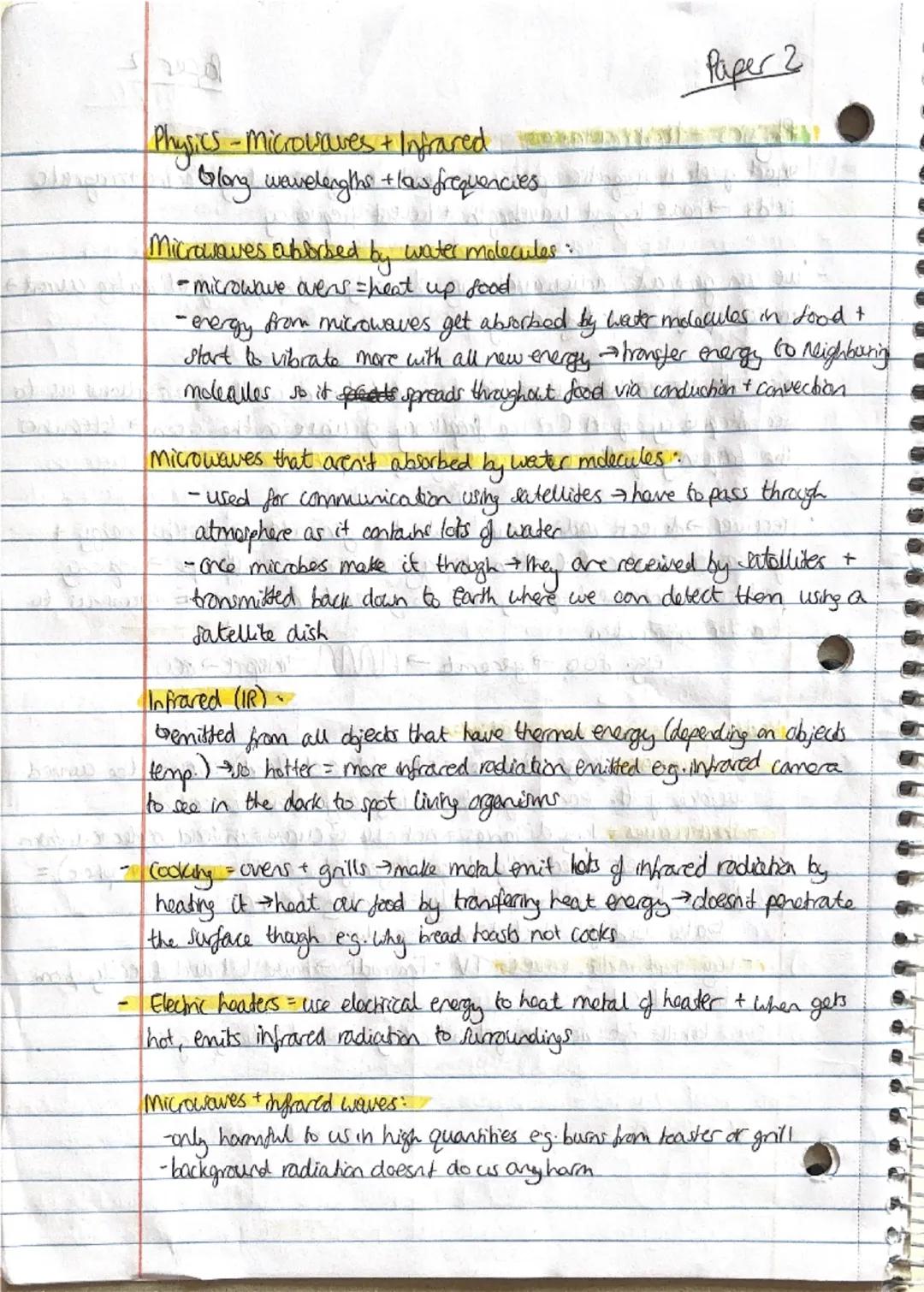 ## Paper 2

## Physics - Waves

- transfer energy from one place to another (without transferring matter)

- For waves to travel from one pl