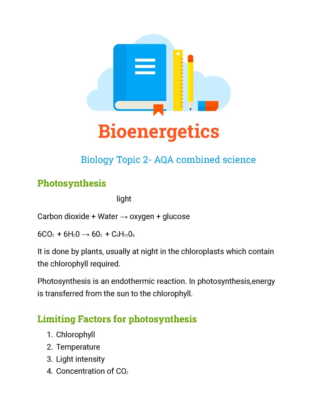 Bioenergetics- Biology Topic 4