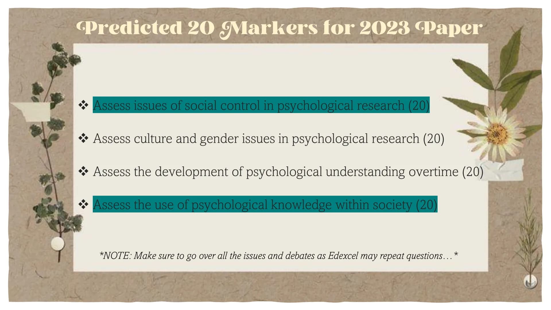 Assues and
Debates 20
Marker
Edexcel Psychology, Paper 3
Predicted questions
Structures to use
- Ideas for essay plans
-
- Past 20 Markers i