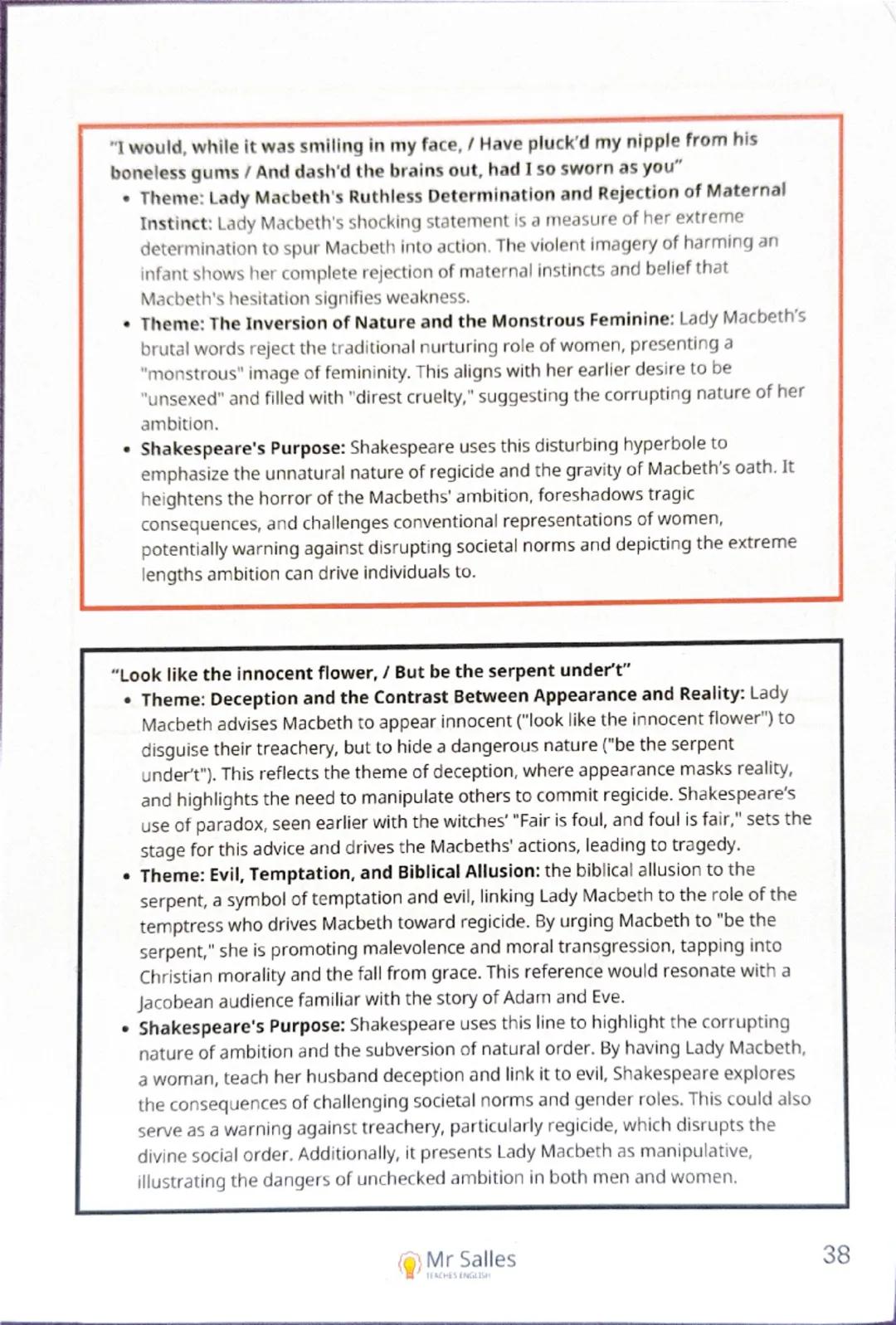 "Is this a dagger which I see before me, / The handle toward my hand? Come, let
me clutch thee."
- Theme: Deteriorating Psychological State 