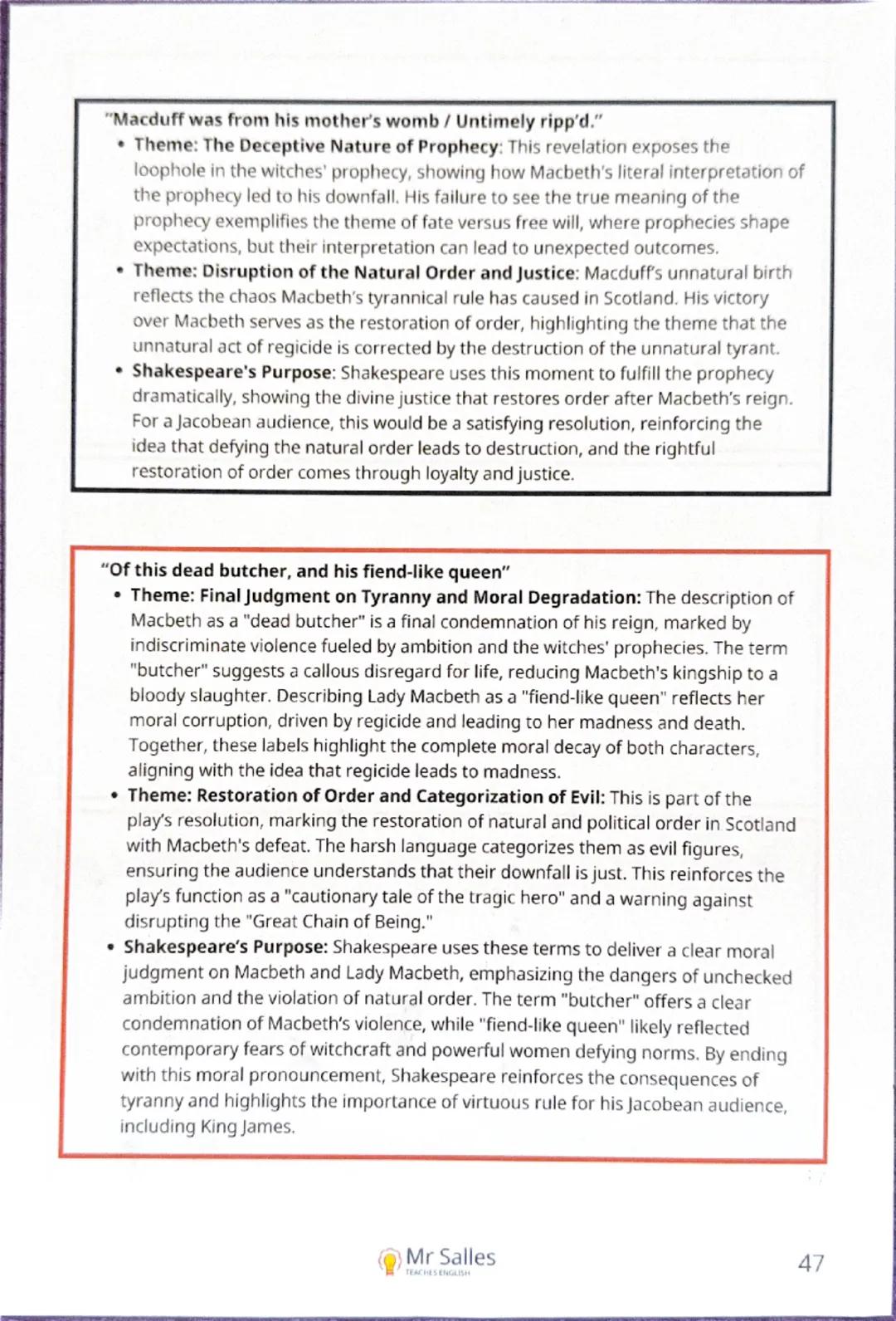 "Is this a dagger which I see before me, / The handle toward my hand? Come, let
me clutch thee."
- Theme: Deteriorating Psychological State 