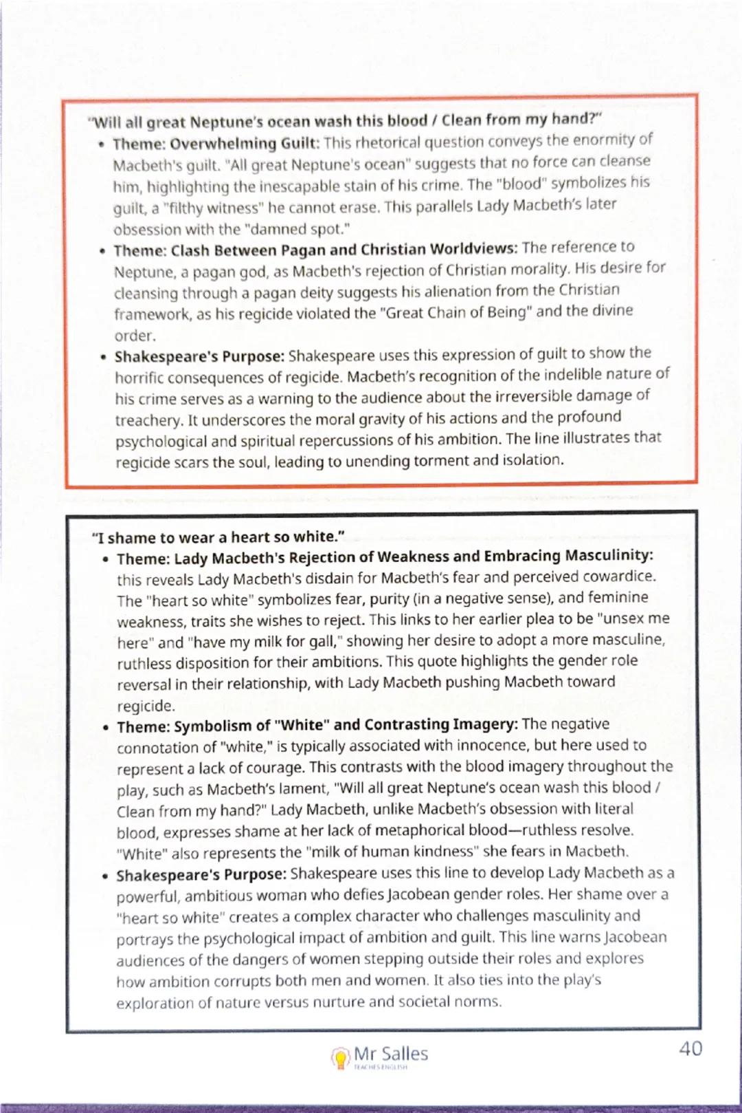 "Is this a dagger which I see before me, / The handle toward my hand? Come, let
me clutch thee."
- Theme: Deteriorating Psychological State 