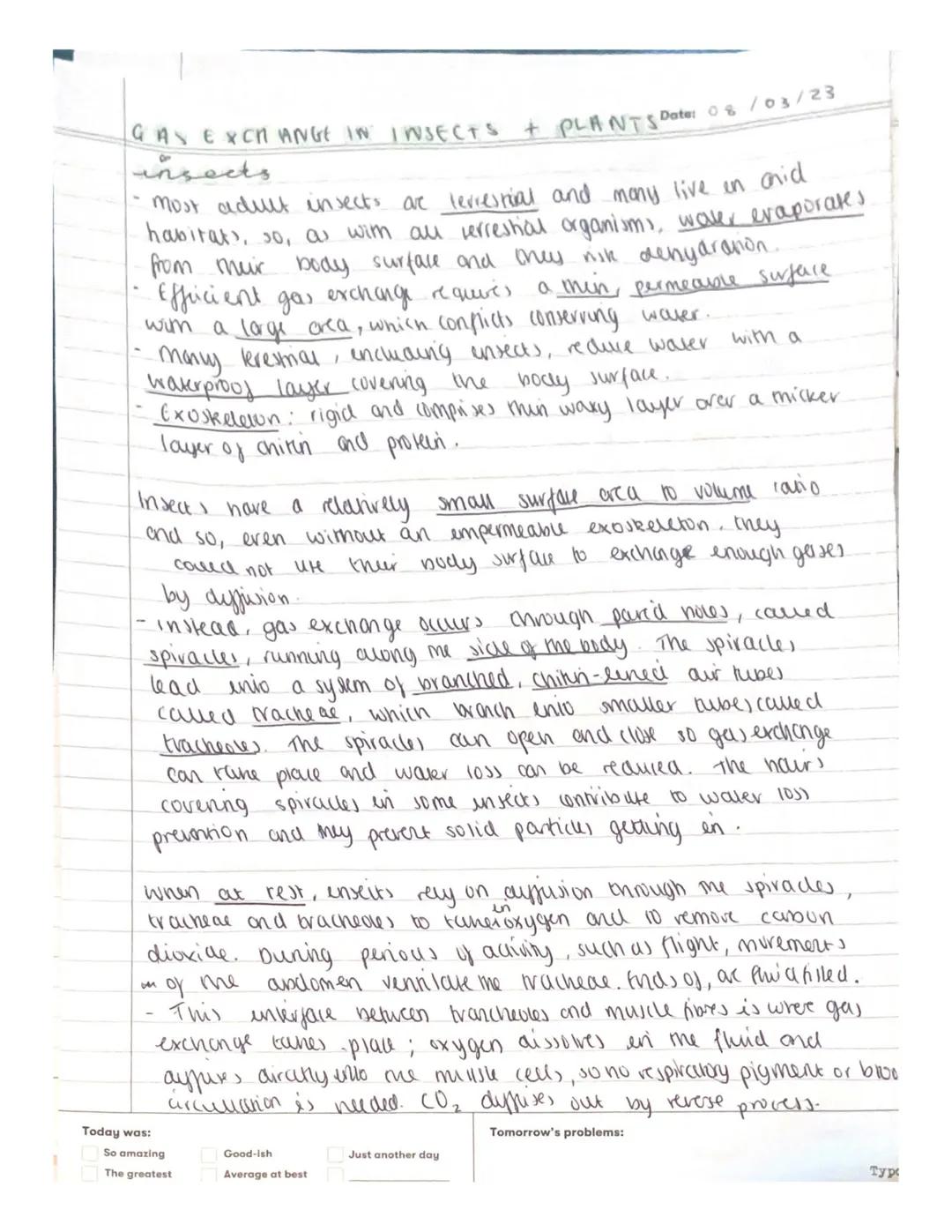 # 2-2 Adaptalions for
Gas Exchange.
Date: 02/02/23
*   the movement of water particles onrough a wemembrane s
known a Osmors
*   Diffusion i