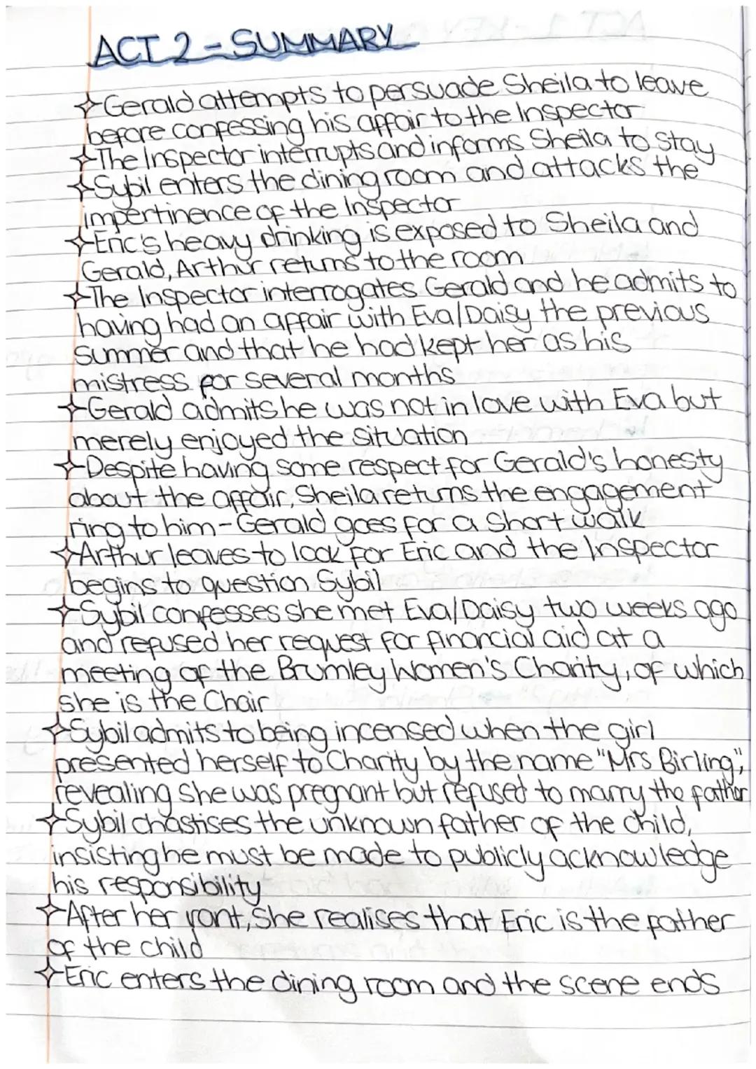 An Inspector Calls Act 2 - summary and key quotations 