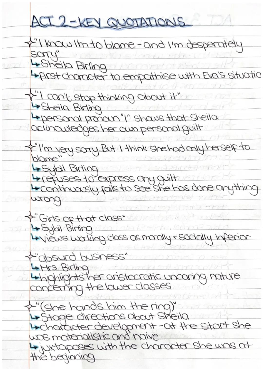 ACT 2-SUMMARYTA
Gerald attempts to persuade Sheila to leave
before confessing his affair to the Inspector
The Inspector interrupts and infor