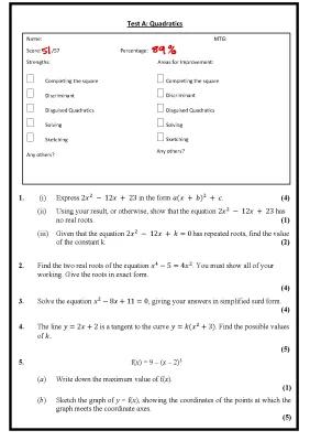 Know Quadratics Test thumbnail