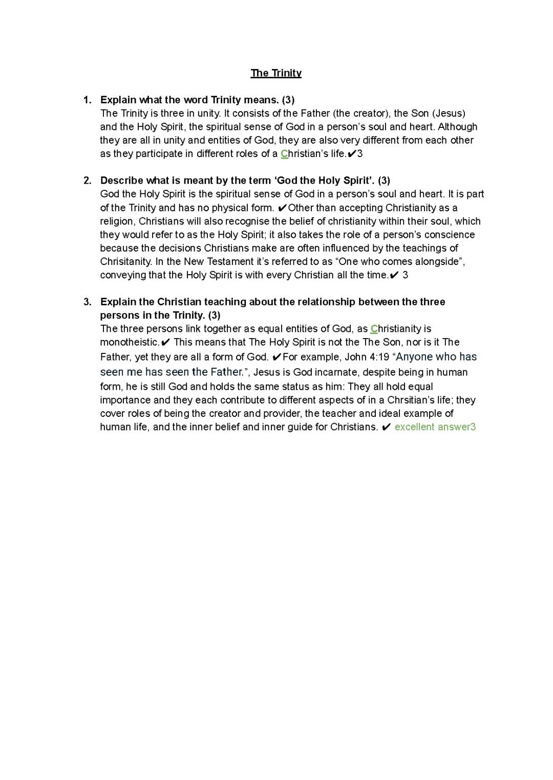 The Trinity - beliefs and teachings - RS OCR GCSE