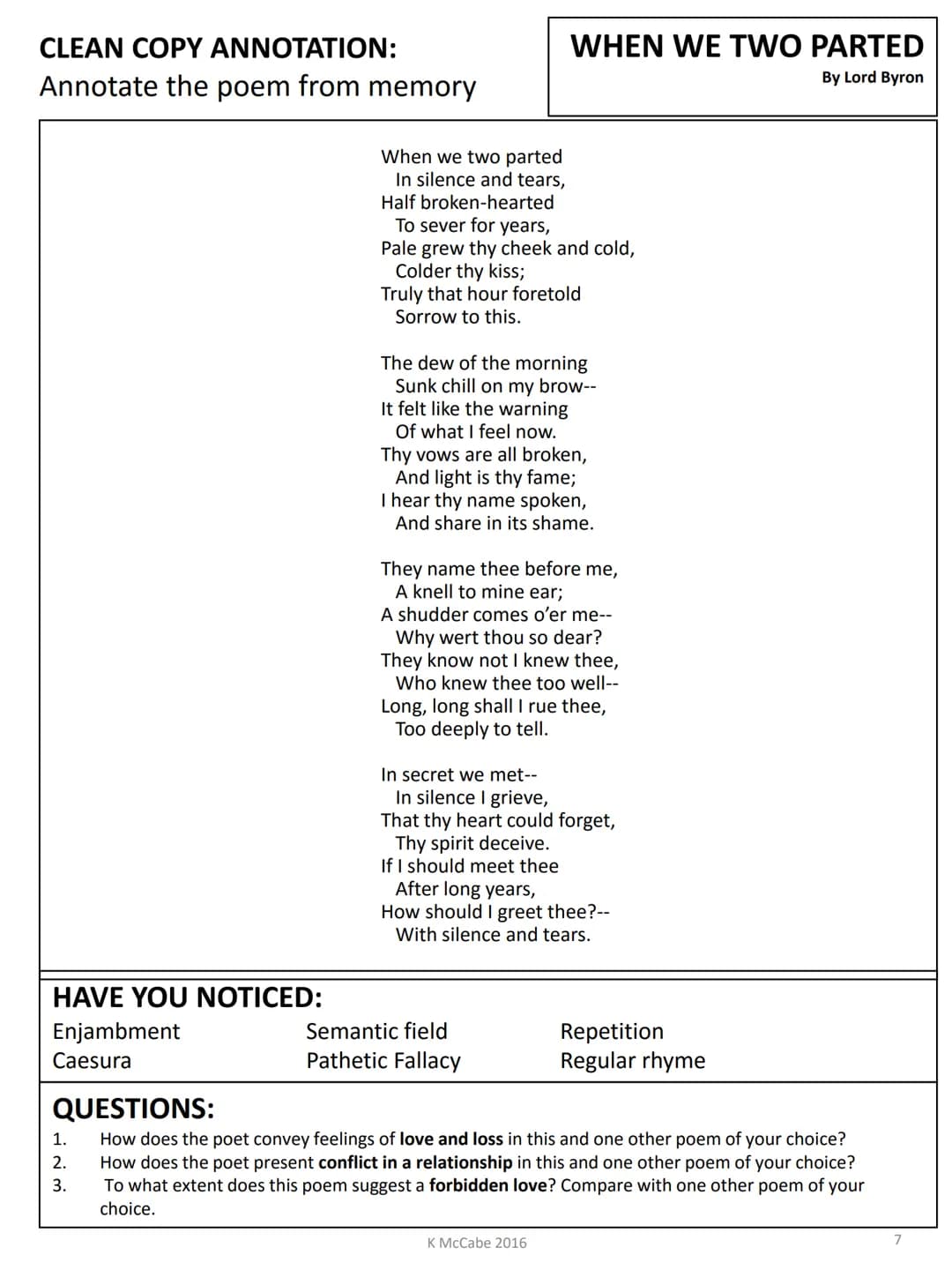 Love
Relationships
AQA POETRY ANTHOLOGY
LITERATURE PAPER 2
Y11
GUIDE BOOK How to use this guide:
This guide to the 15 poems in the AQA Antho