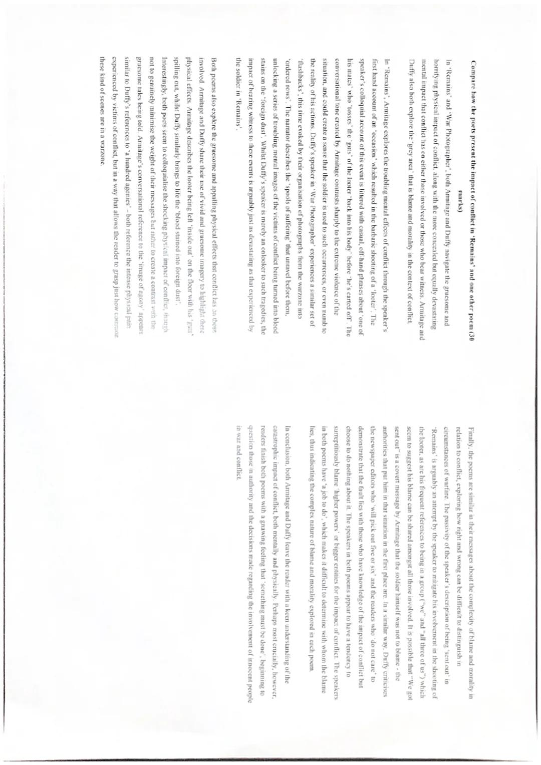 model essay for remains and war photographer comparison