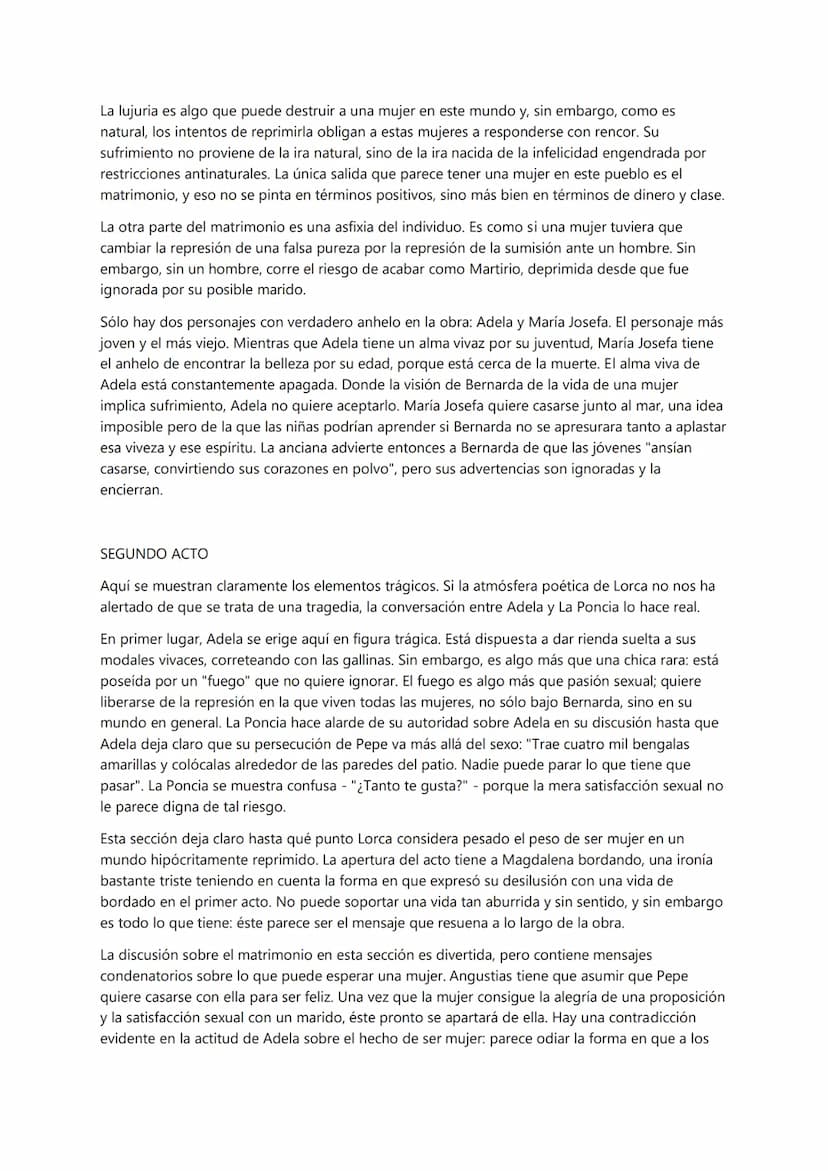 PRIMER ACTO
Lorca era un poeta cuya vertiente lírica trabajaba contra la estructura dramática en sus obras, y
un dramaturgo cuya poesía busc
