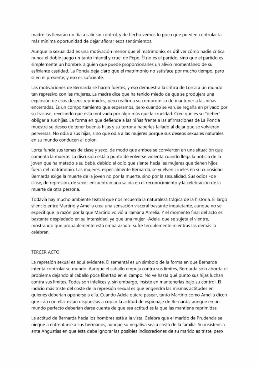 PRIMER ACTO
Lorca era un poeta cuya vertiente lírica trabajaba contra la estructura dramática en sus obras, y
un dramaturgo cuya poesía busc