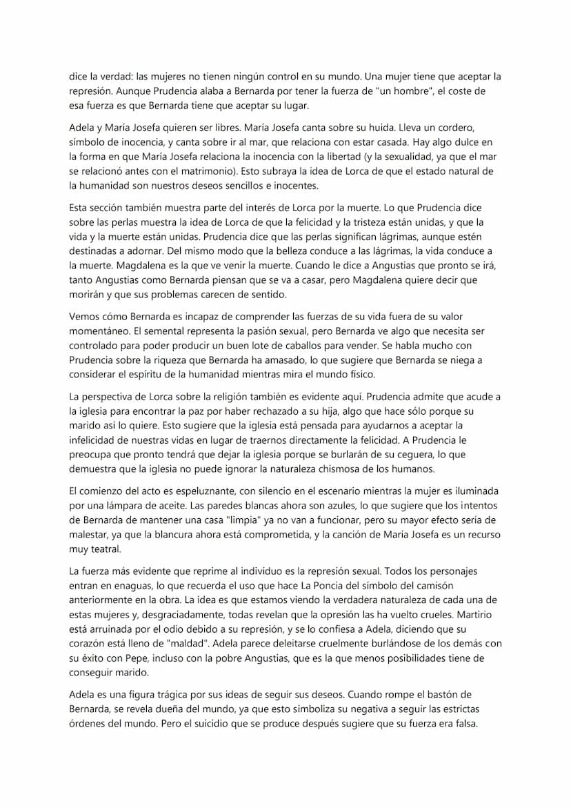 PRIMER ACTO
Lorca era un poeta cuya vertiente lírica trabajaba contra la estructura dramática en sus obras, y
un dramaturgo cuya poesía busc