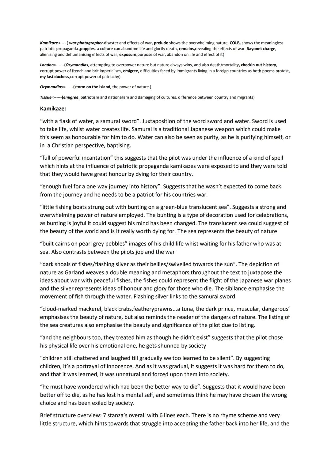 Aqa Power And Conflict Quotes and Structure