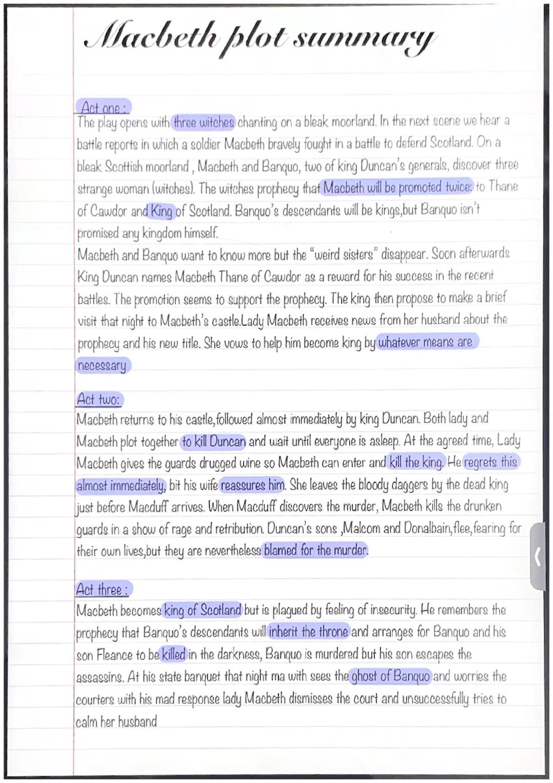 Macbeth quotes and summary 