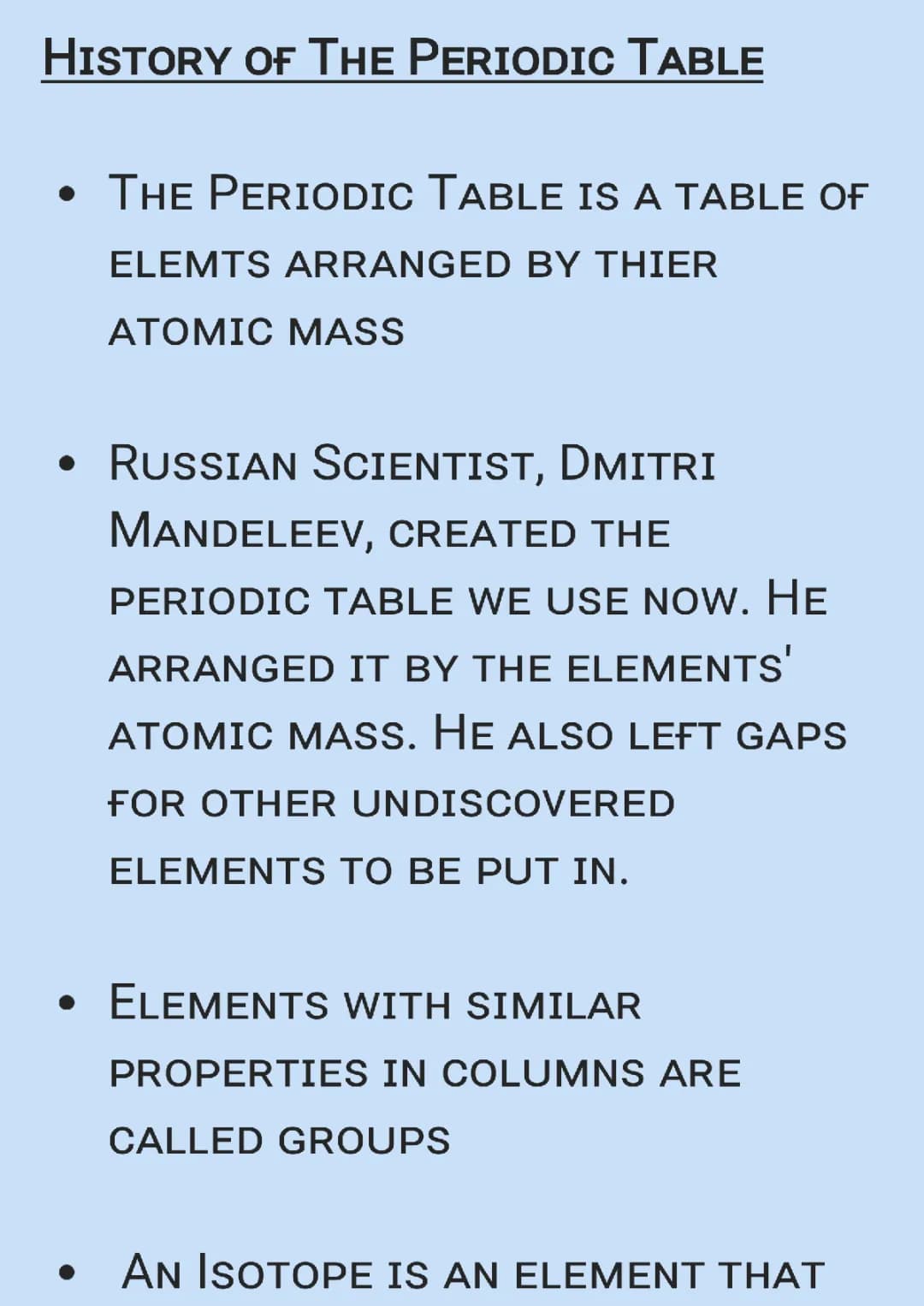 History of The Periodic Table Revision Note