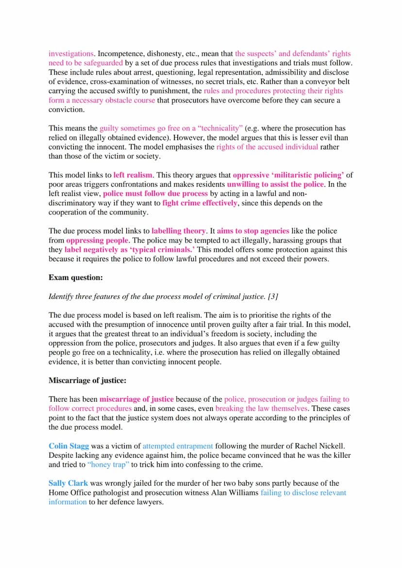 AC1.3 Describe Models of Criminal Justice
There are two models of the criminal justice: the Due Process Model and the Crime Control
Model.
C