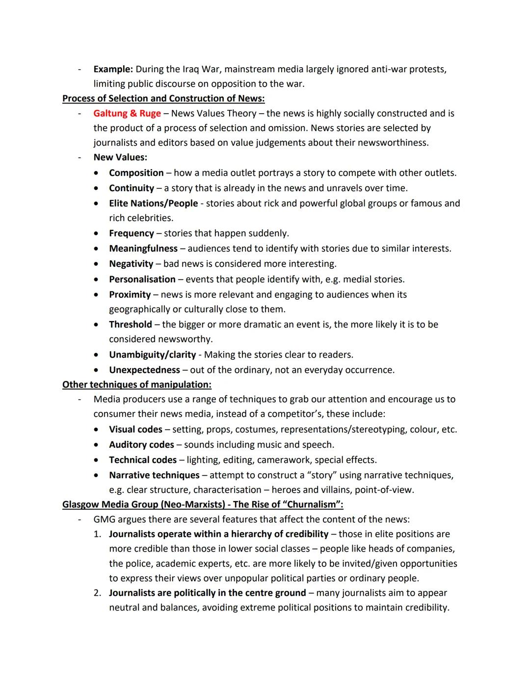 Topic 3 - Social Construction of the News:

Profit:
- Advertisers play a crucial role in commercial TV and the press by funding content
thro