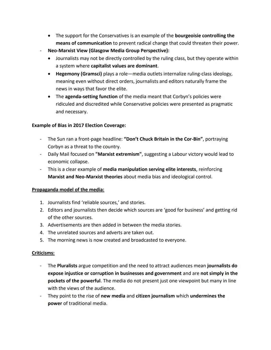 Topic 3 - Social Construction of the News:

Profit:
- Advertisers play a crucial role in commercial TV and the press by funding content
thro