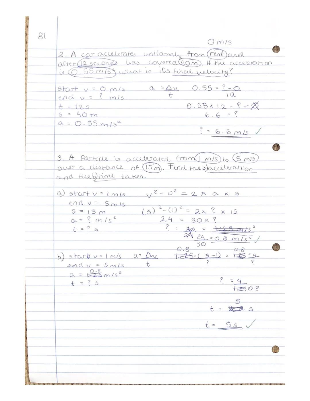 77

Acceleration
*   Acceleration is the change in velocity.
*   It is a vector quantity.

Equation:

acceleration = $\frac{change \ in \ ve