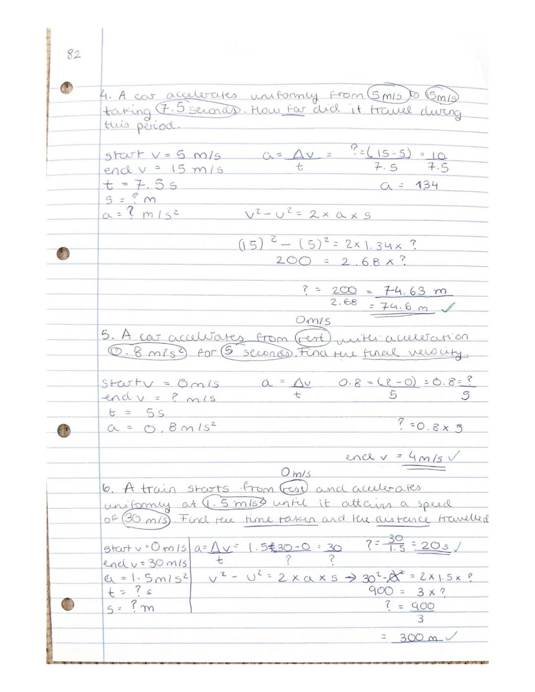 77

Acceleration
*   Acceleration is the change in velocity.
*   It is a vector quantity.

Equation:

acceleration = $\frac{change \ in \ ve