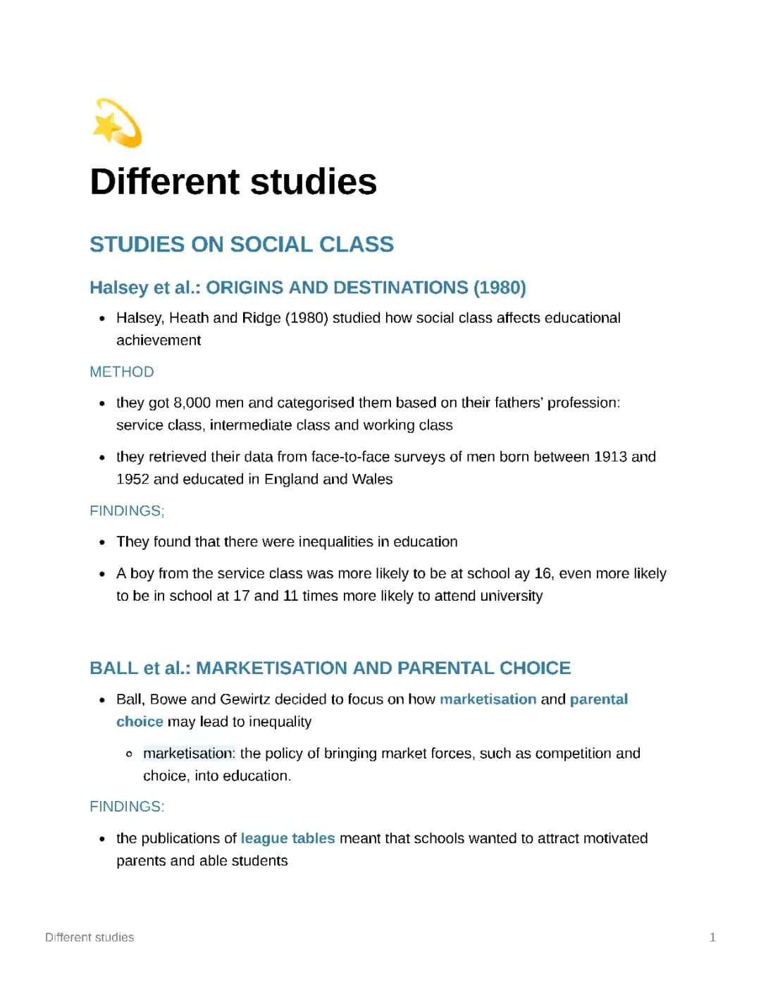 Education: Key Studies 