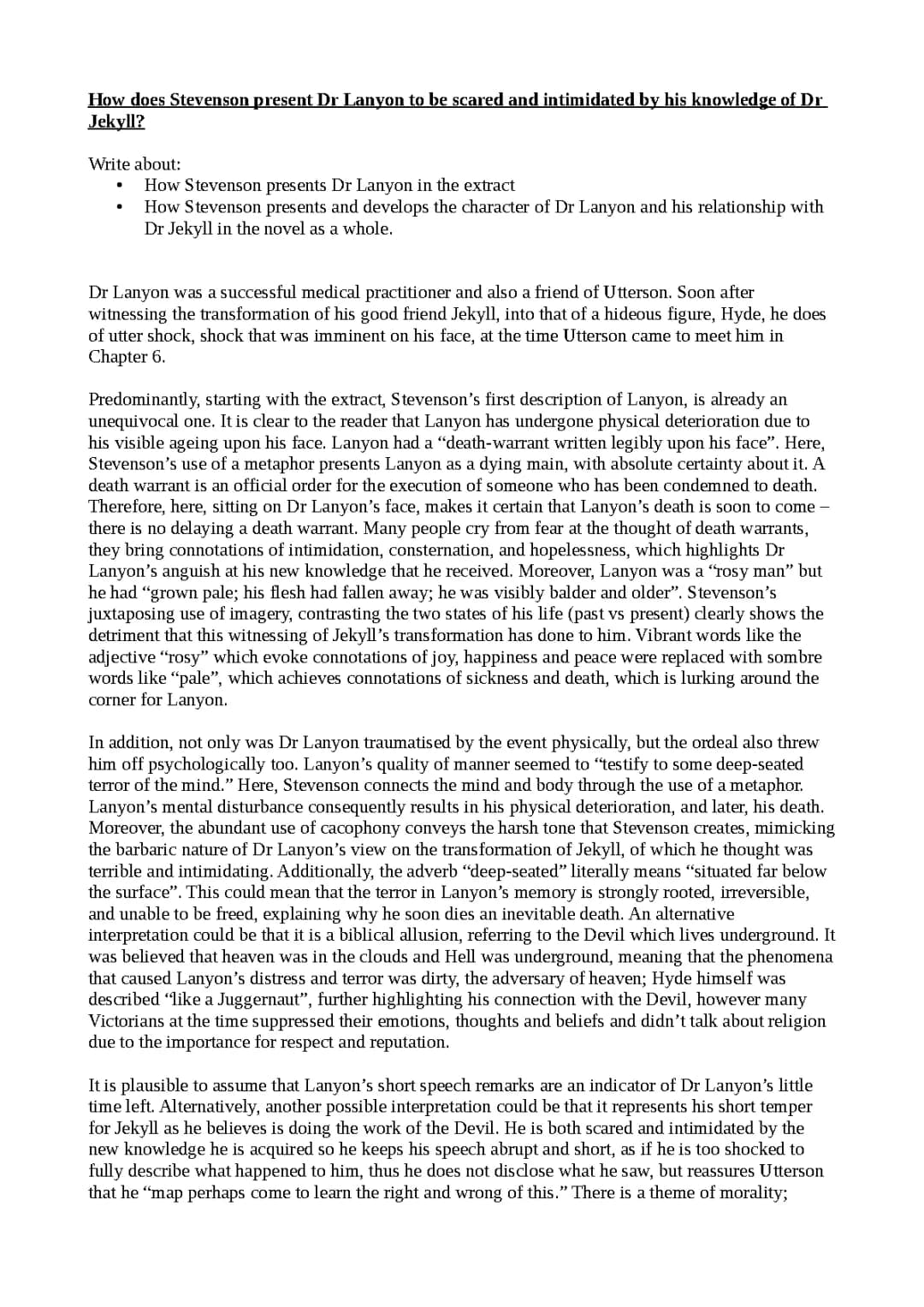 Dr Lanyon's Adventure in Jekyll and Hyde: Mystery and Quotes for Kids