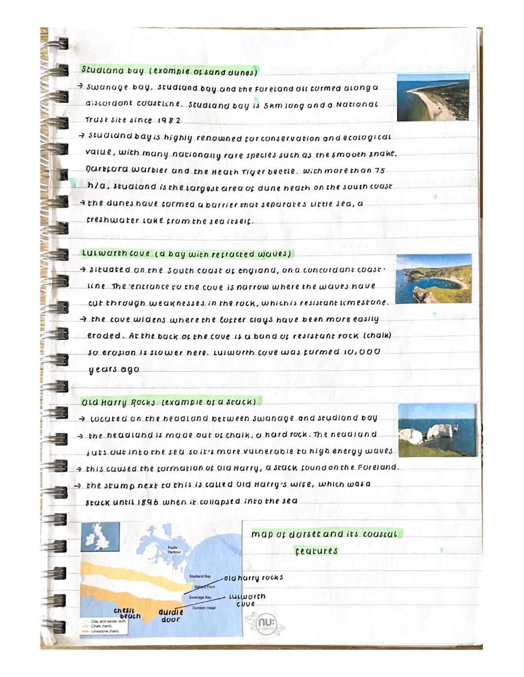 dorset coast

sandbanks (example of a spit)

sundbanks peninsular is nothing burstand. The sand was wasned by
the tides crom cliff erosion f