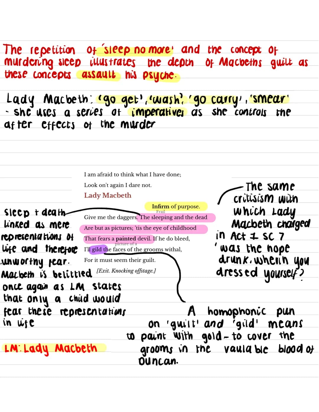 Lady Macbeth: 'God bless us' - used to ward againts
evil. As Macbeth has commited one of the most evil acts.
he is no longer able to say 'am