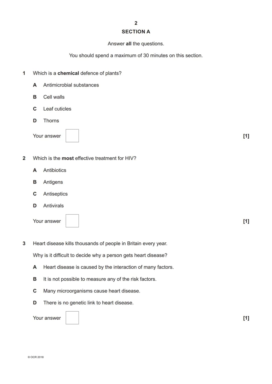 *7023821578 *
OCR
Oxford Cambridge and RSA
H
GCSE (9-1) Biology A (Gateway Science)
J247/04 Paper 4, B4-B6 and B7 (Higher Tier)
Monday 11 Ju