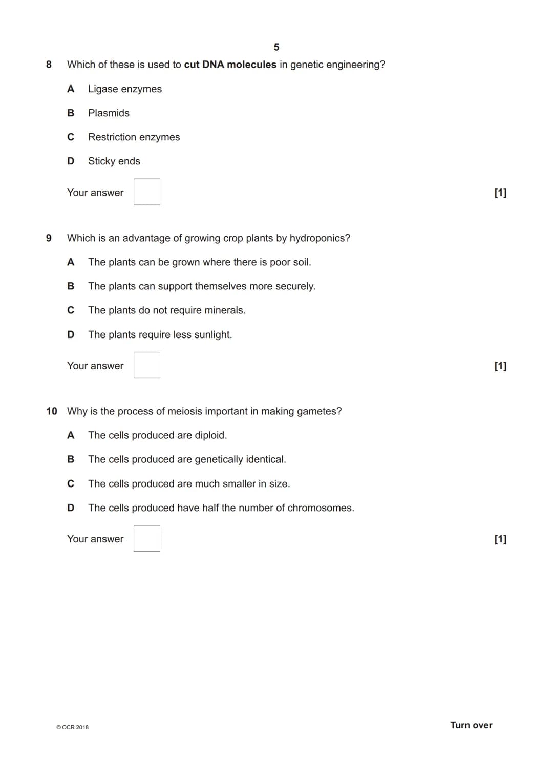 *7023821578 *
OCR
Oxford Cambridge and RSA
H
GCSE (9-1) Biology A (Gateway Science)
J247/04 Paper 4, B4-B6 and B7 (Higher Tier)
Monday 11 Ju