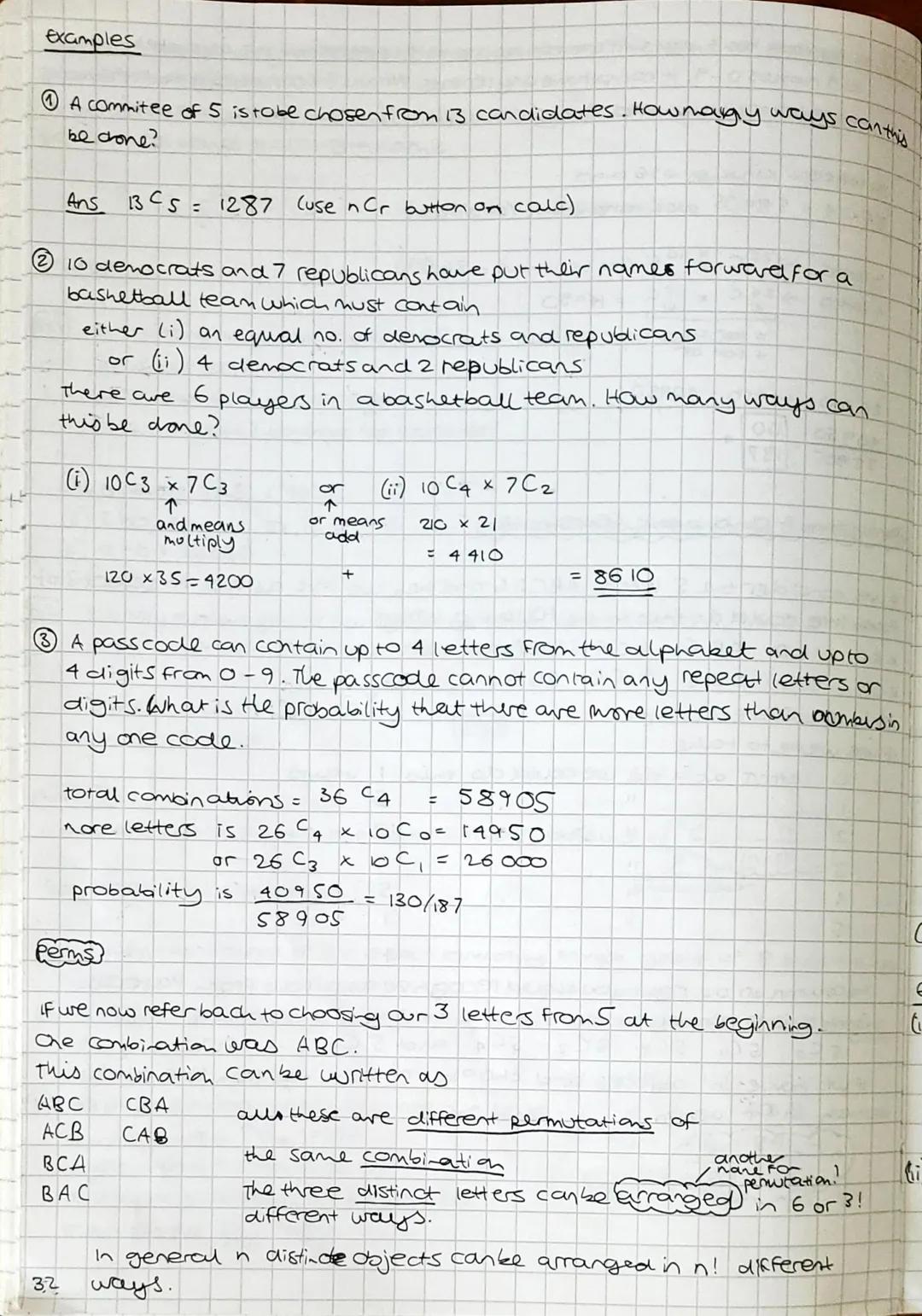 Permutations and combinations

permutations - the number of ways you can order a set of elements from a
set of n distinct objects

combinati