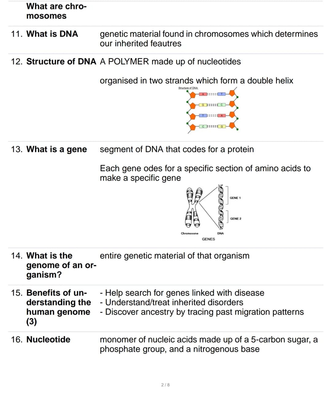 1. How many chro- 23 pairs
mosomes are
there in human
cells
2.
Mitosis
one cell is copied into two identical cells
3. Which is the only game