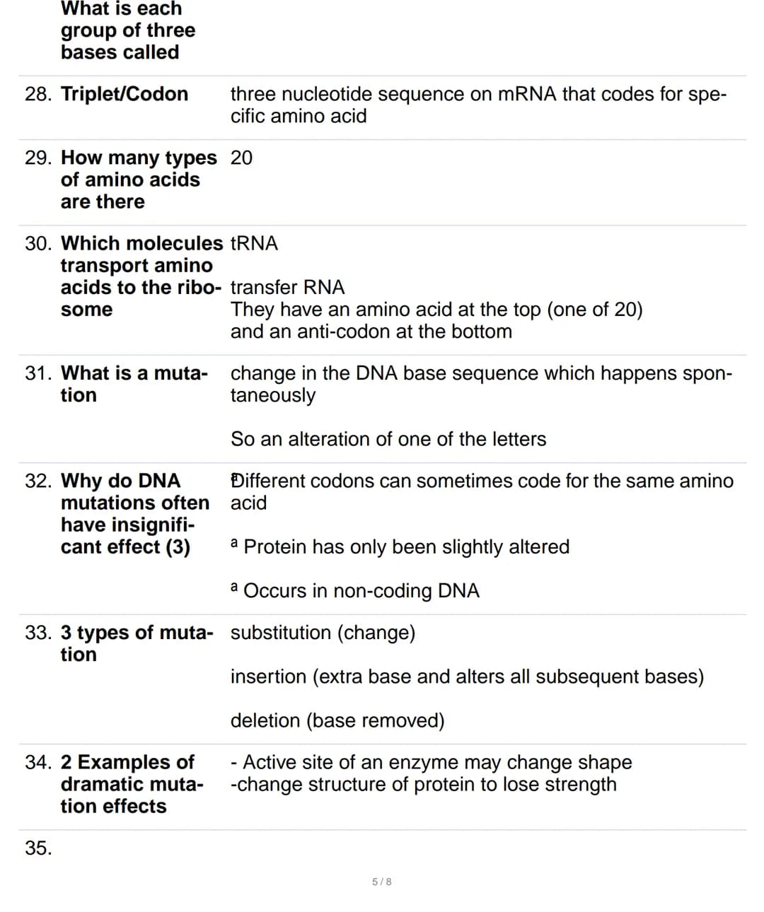 1. How many chro- 23 pairs
mosomes are
there in human
cells
2.
Mitosis
one cell is copied into two identical cells
3. Which is the only game