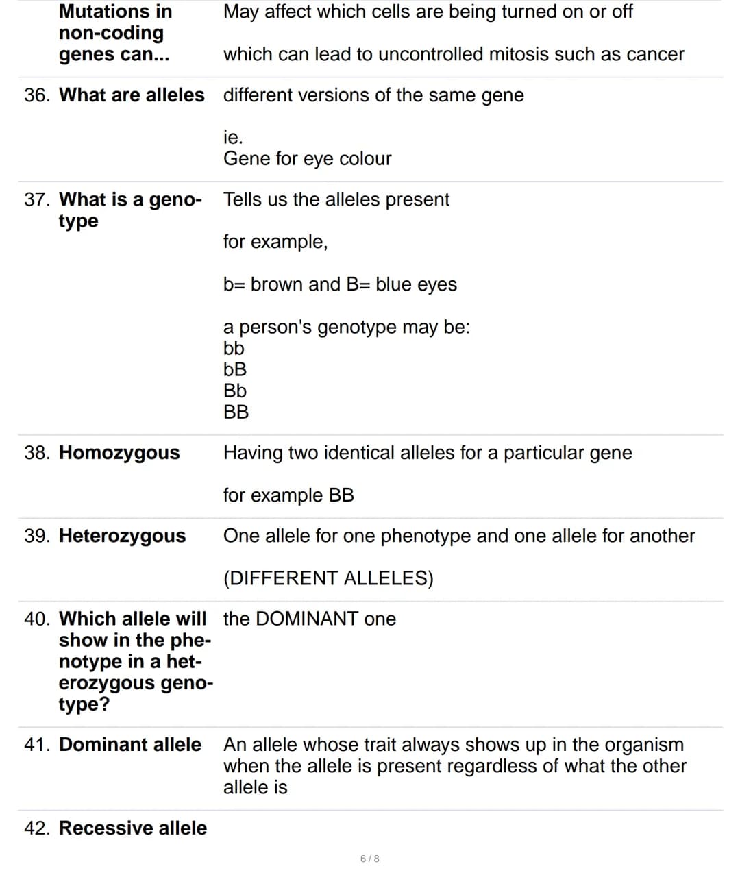 1. How many chro- 23 pairs
mosomes are
there in human
cells
2.
Mitosis
one cell is copied into two identical cells
3. Which is the only game
