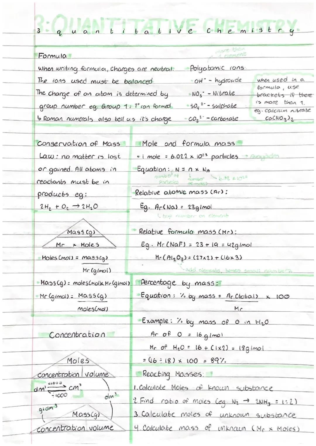 3:QUANTITATIVE CHE mistry
Formula
When writing formula, charges are neutral.
The lons used must be balanced
The
• Charge of an atom is deter