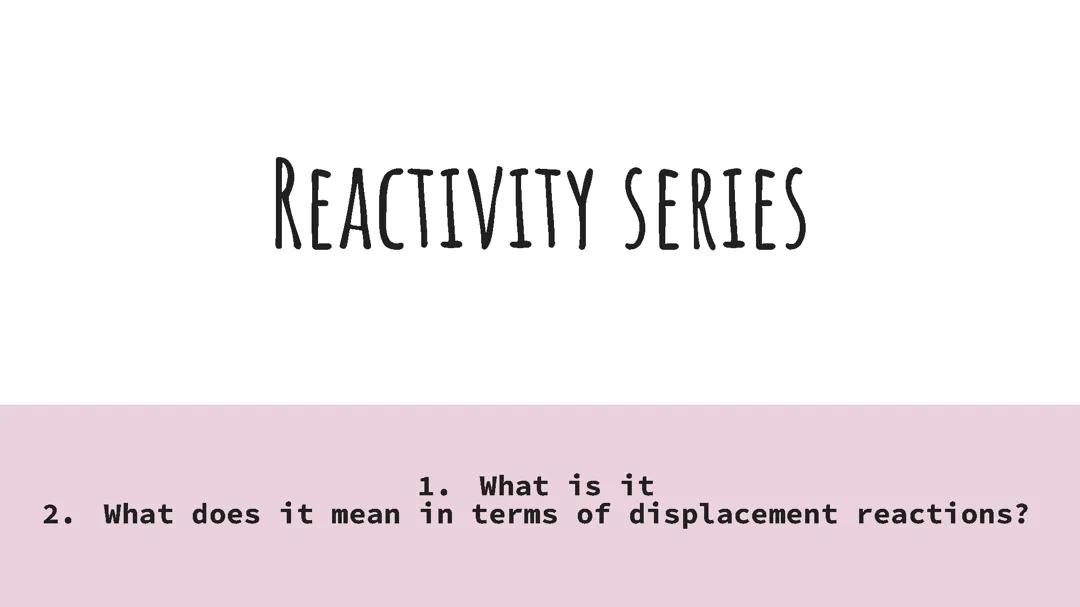 reactivity series and displacement reactions