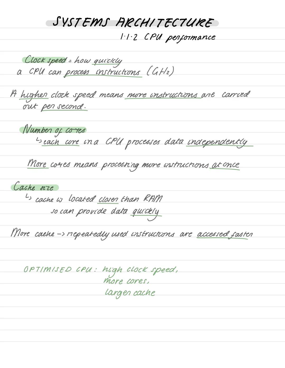 SYSTEMS ARCHITECTURE
1.1.1 Architecture of the CPU
CPU
L↳ central processing unit
processes all data/instructions
by repeating the FDE cycle
