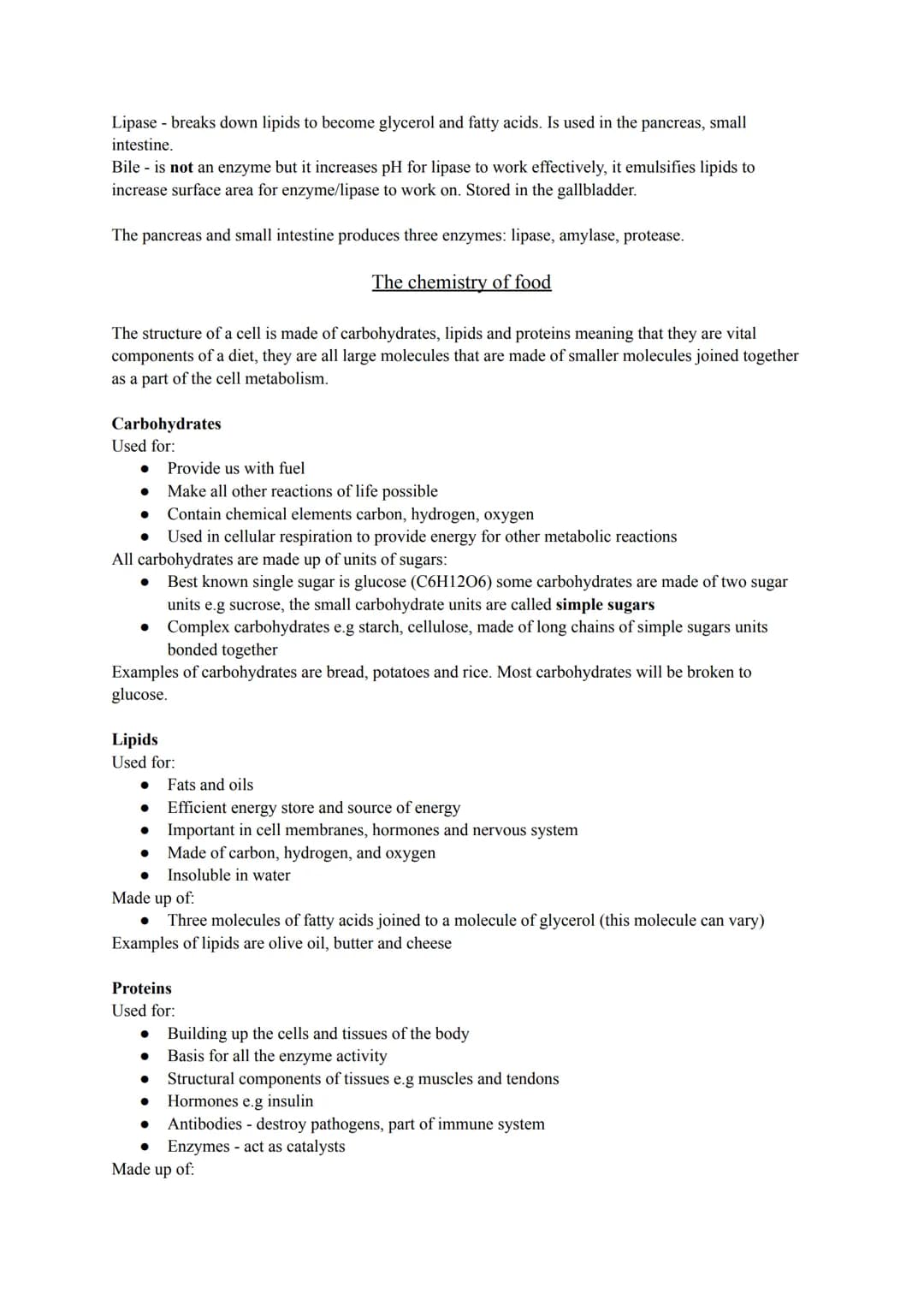 GCSE Biology B3 Organisation and Digestive System AQA Notes PDF