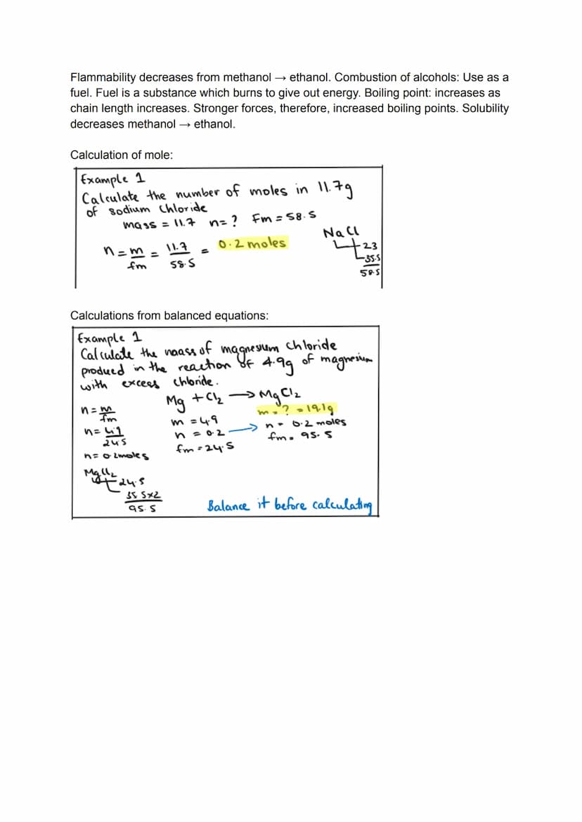 Alcohol
Another homologous series with a functional group (-OH). Saturated-straight-chain
alcohols can be represented by the general formula