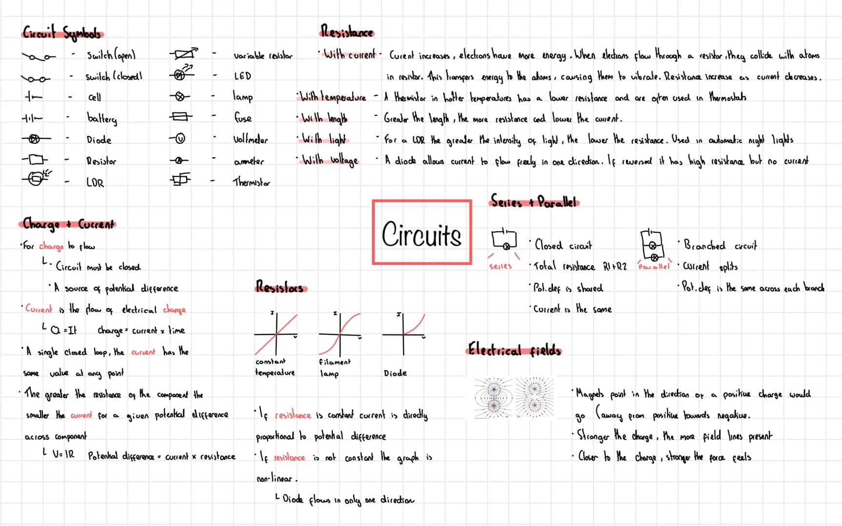Circuit Symbols
tr
411-
Switch (open)
Switch (closed)
cell
battery
Diode
Resistor
LOR
Charge + Current
•For charge to flow
L.
Circuit must b