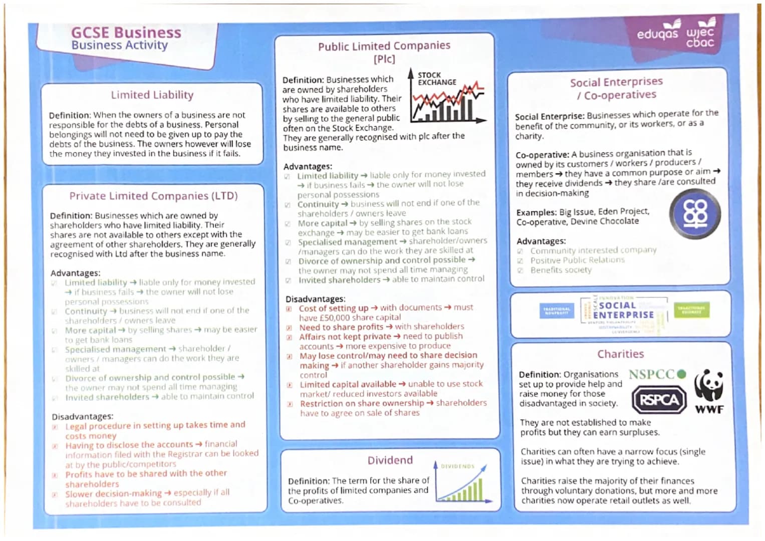 GCSE Business
Business Activity
Limited Liability
Definition: When the owners of a business are not
responsible for the debts of a business.