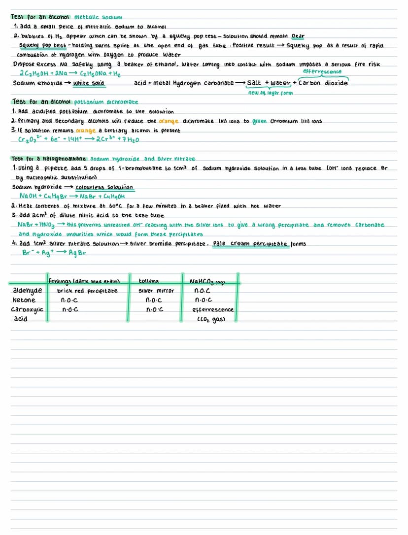 Tests for functional groups
Testing for primary secondary and tertiary alcohols
pottasium dichromate (vi) is an oxidising agent denoted by t