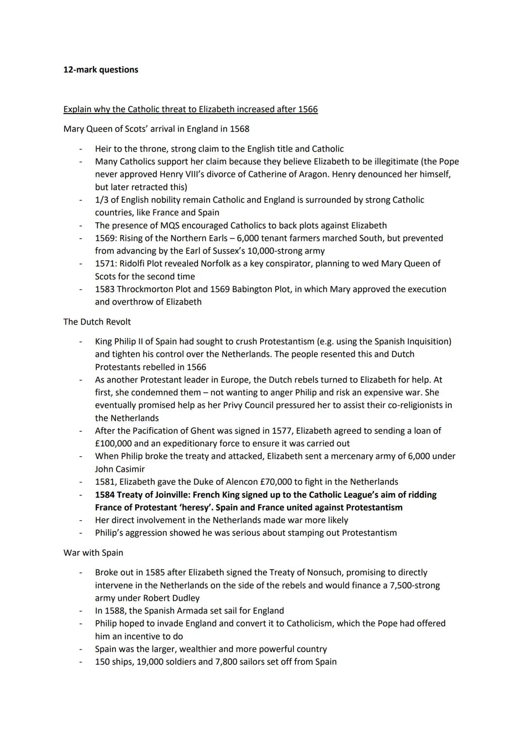 Elizabethan Practice Questions
4 mark questions
Describe two features of the Elizabethan Religious Settlement
Clergy were made to swear the 