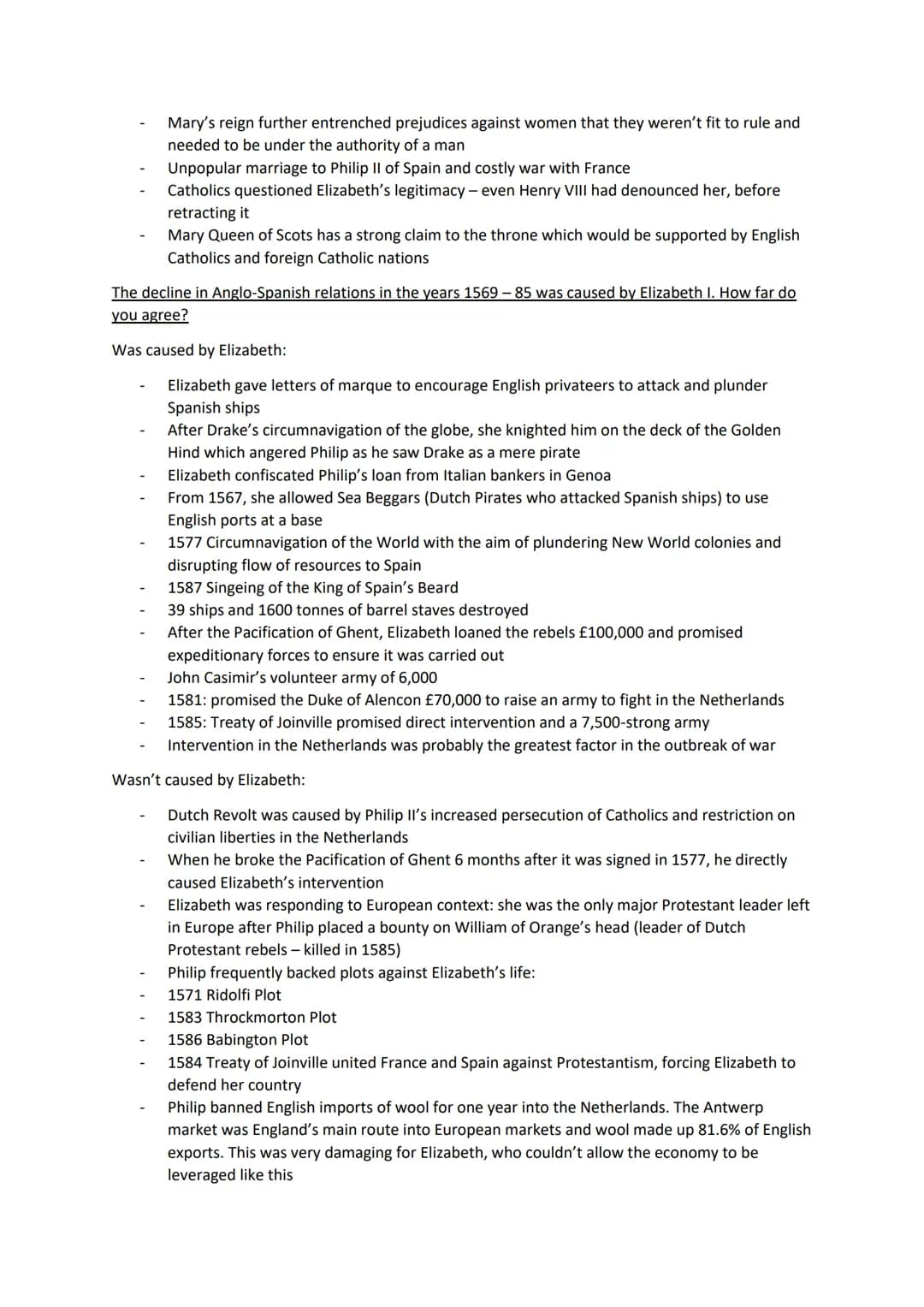 Elizabethan Practice Questions
4 mark questions
Describe two features of the Elizabethan Religious Settlement
Clergy were made to swear the 