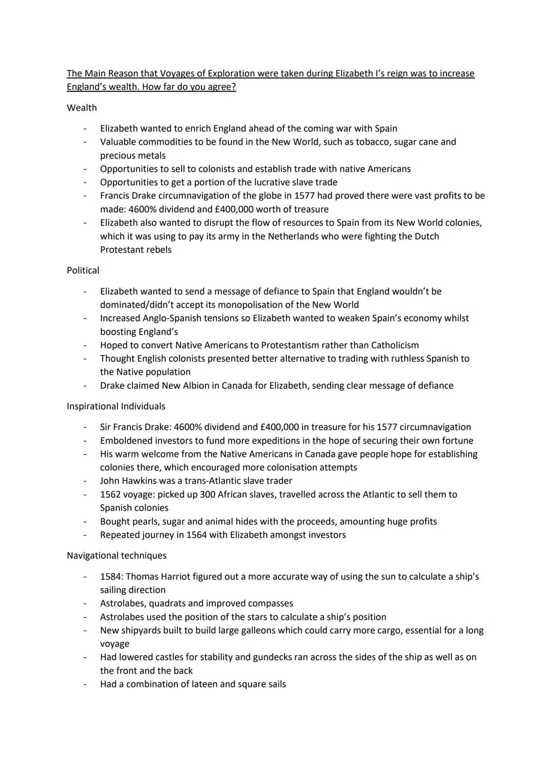 Elizabethan Practice Questions
4 mark questions
Describe two features of the Elizabethan Religious Settlement
Clergy were made to swear the 